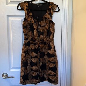 Banana Republic - Black and brown airy dress with ruffles and pockets